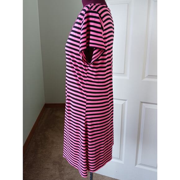 Just Love Hot Pink & Black striped T-shirt Dress 2X repaired comfy retro 90s - Picture 2 of 16